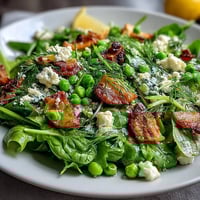 Bright lemon vinaigrette spring salad with radishes and peas, a crisp and colorful dish perfect for light lunches.